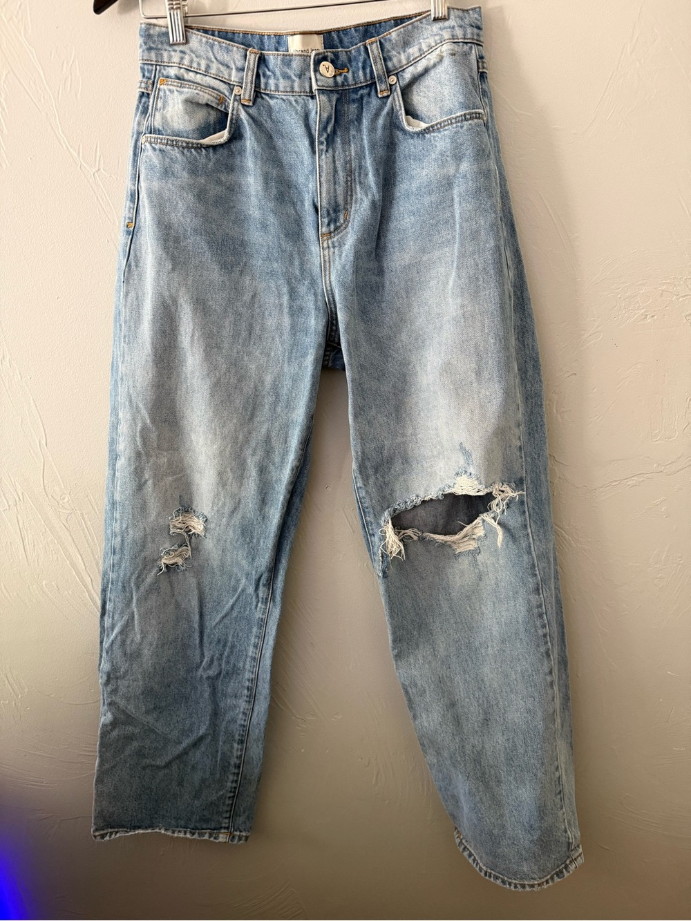 Abrand Jeans Distressed Baggy Boyfriend Jeans Light Wash High Rise size 27/9